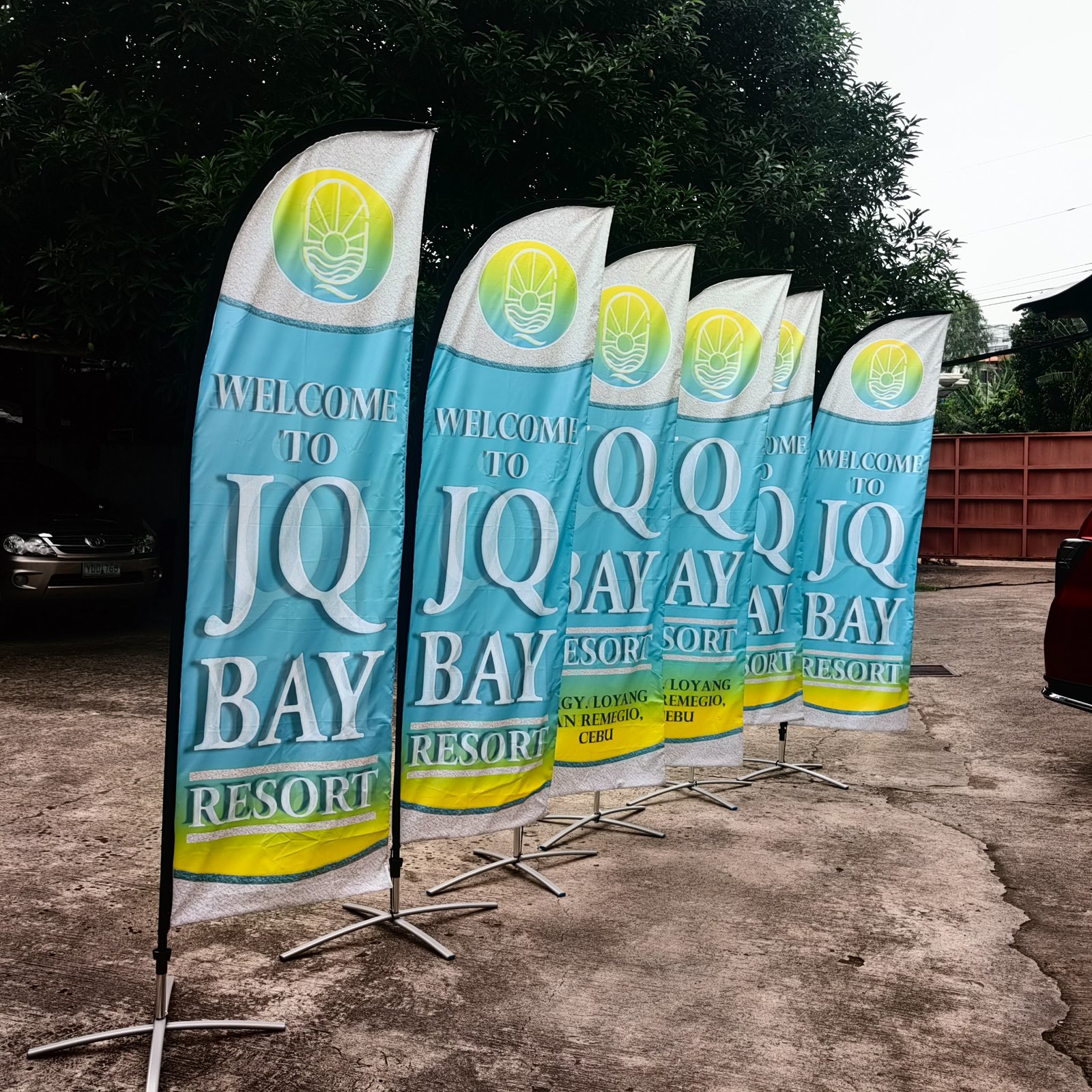 JQ Bay Resort feather banner project by Sky Graphix Digital Solutions