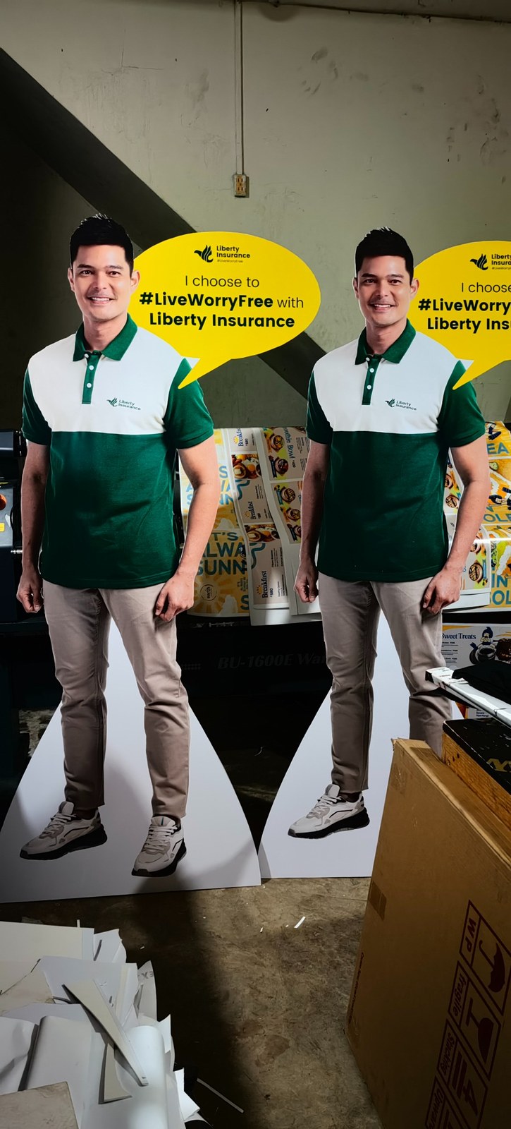 Liberty Insurance personalized standees produced by Sky Graphix Digital Solutions