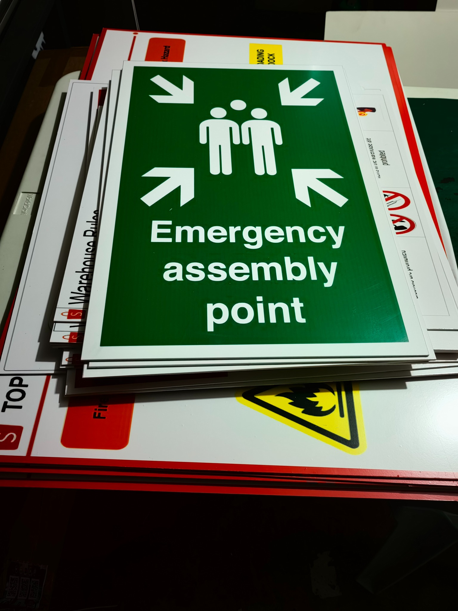Emergency assembly point sign produced by Sky Graphix Digital Solutions