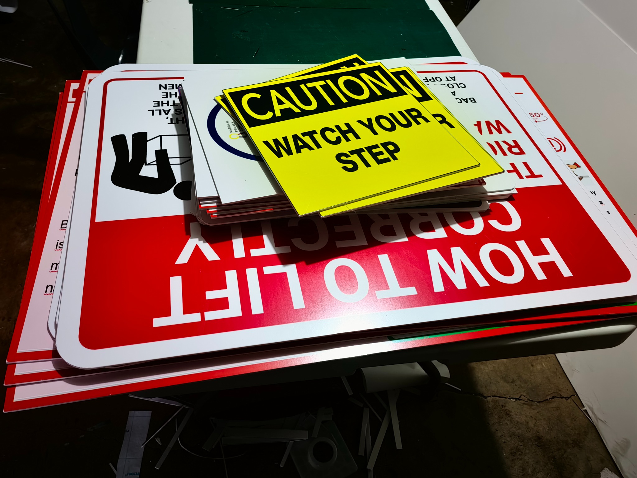 Safety signage set produced by Sky Graphix Digital Solutions